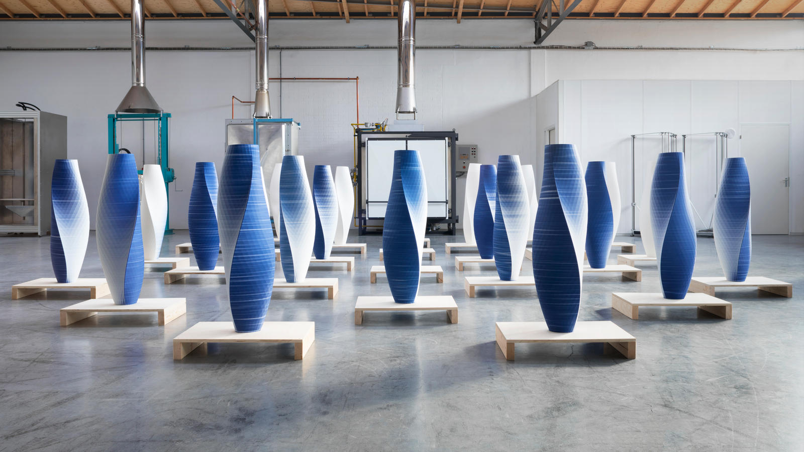 Dunes porcelain vessels in Olivier van Herpt's studio