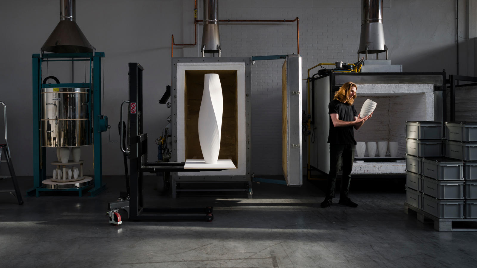 Olivier van Herpt in his studio in Eindhoven