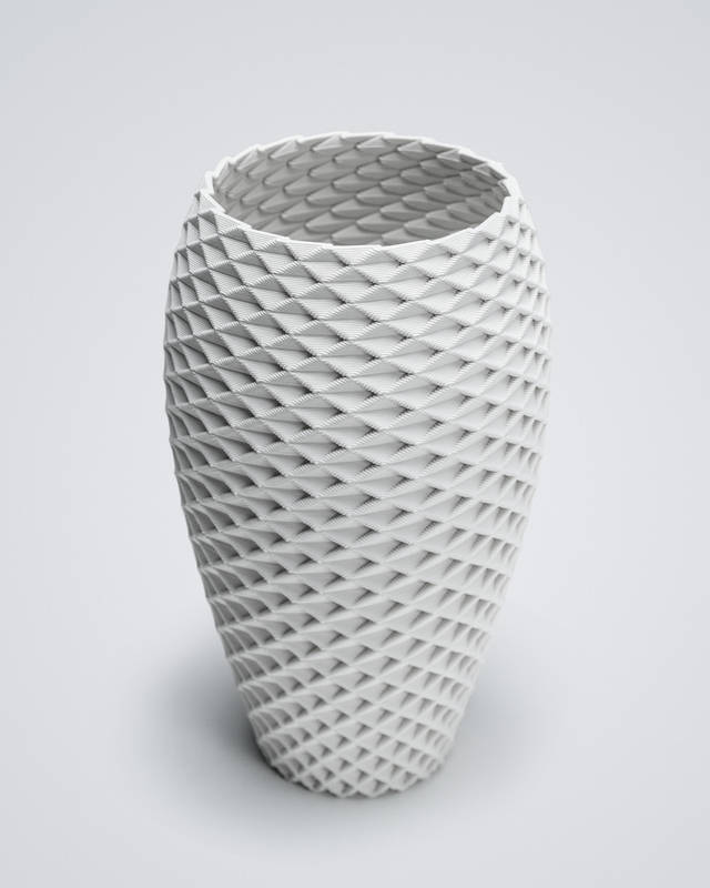 Modern 3D printed white vase